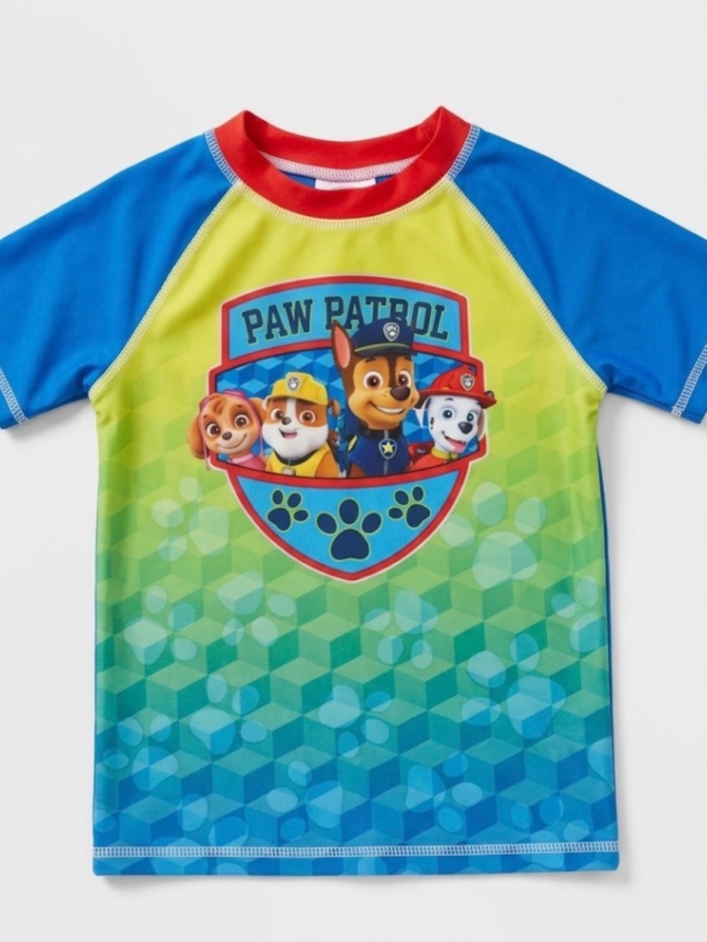 Paw Patrol Boys' Blue & Yellow Rash Guard Swim Shirt Size 6